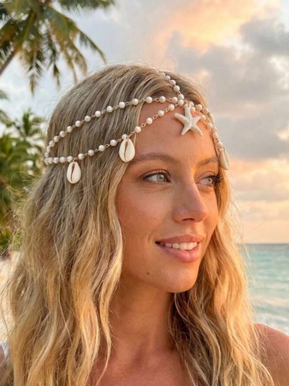 Pearl & Shell Beach Headchain Boho Hair Accessory